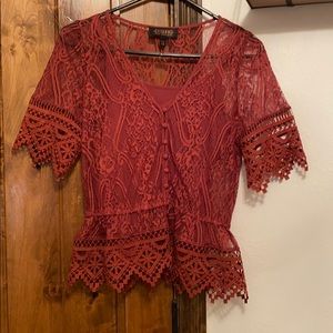 Red lace shirt